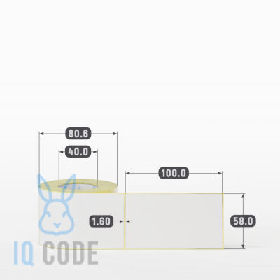 Термоэтикетка ТОП 58х100, втулка 40 мм (к) (рядов 1 по 250 шт)  IQ code	