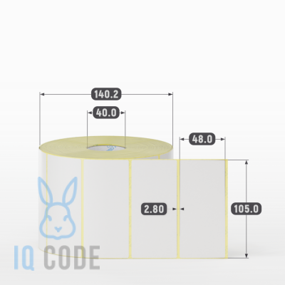 Термотрансферная этикетка 105х48 полуглянцевая, втулка 40 мм (к) (рядов 1 по 2000 шт)  IQ code	