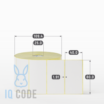 Термоэтикетка ЭКО 80х40, втулка 25 мм (к) (рядов 1 по 1500 шт)  IQ code	