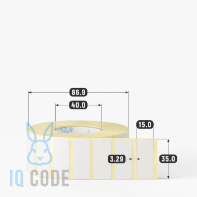 Этикетка самоклеящаяся 35х15 (рядов 1 по 2 000 шт) Termo ECO в рулоне, втулка 40 мм (к) IQ code