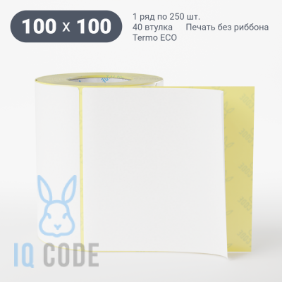 Термоэтикетка ЭКО 100х100, втулка 40 мм (к) (рядов 1 по 250 шт)  IQ code	